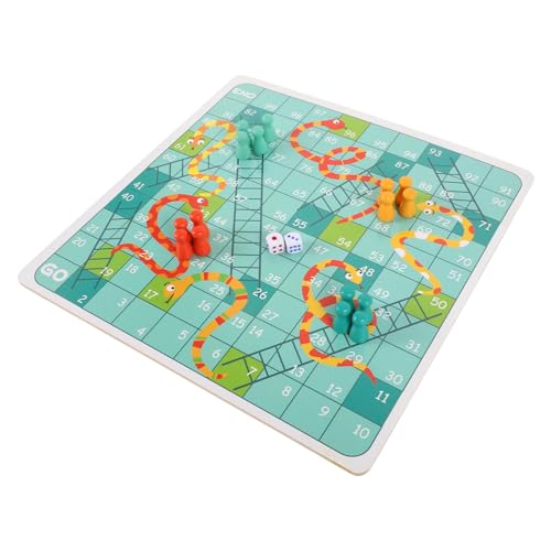 BESPORTBLE Holz Schachspiel für Flugschach und Schlangenspiel Brettspiel Tragbares Multifunktionales Lernspielzeug Platzsparendes Interaktives Spielbrett für Familien von BESPORTBLE