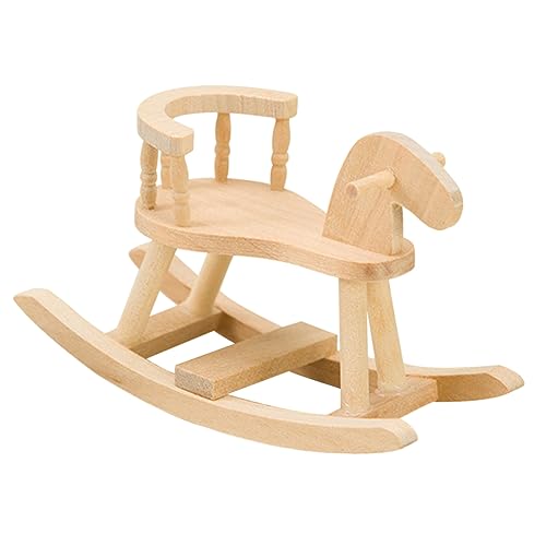 BESPORTBLE Holz Schaukelpferd Für Puppenhaus Dekoration Kinderzimmer Zubehör Naturfarbene Möbel Für Kreative Spielwelten von BESPORTBLE
