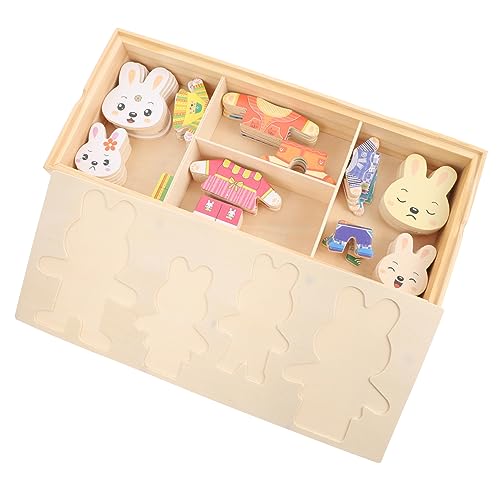 BESPORTBLE Holz Tier Puzzle Lernspielzeug Kreatives Anziehpuzzle Cartoon Design Robustes Material Hand Auge Koordination und Kreativität für Jungen und Mädchen von BESPORTBLE
