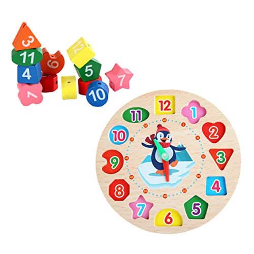 BESPORTBLE Holz Uhr Lernspielzeug für Pädagogisches zur Zeitgestaltung Formen und Farbenlernen für Vorschulkinder und Kindergartenaktivitäten von BESPORTBLE