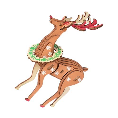 BESPORTBLE Holz Weihnachtsrentier Puzzle DIY Bastelset für Interaktives Puzzle für Festliche Dekoration Hochwertiges Familienerlebnis zu Weihnachten von BESPORTBLE