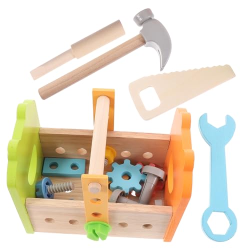 BESPORTBLE Holz Werkzeugkasten Spielset Pädagogisches Lernspielzeug für Jungen und Mädchen Buntes Teiliges Reparatur und Montageset Kreativität und Feinmotorik von BESPORTBLE