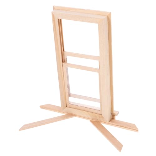 BESPORTBLE Holzfensterrahmen zum Selberbauen Kleines Puppenhaus Zubehör Unbemalt DIY Fensterrahmen für Puppenhaus Dekoration Holzfenster für Miniaturlandschaften von BESPORTBLE