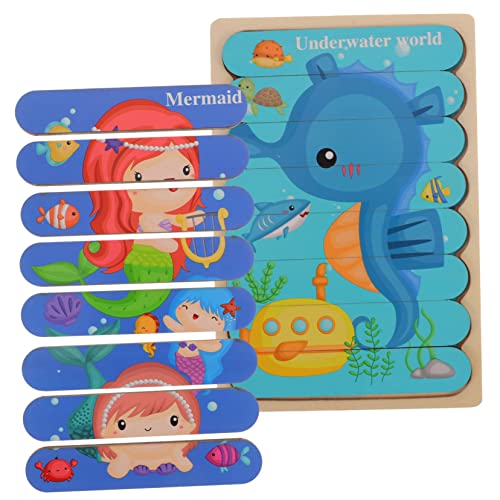 BESPORTBLE Holzpuzzle Lernspielzeug für Holz Doppelseitiges Montessori Puzzlespiel mit Cartoon Motiven Fördert Logisches Feinmotorik und Frühkindliche Bildung Teilig von BESPORTBLE
