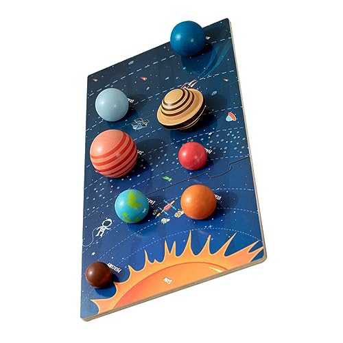 BESPORTBLE Holzpuzzle für Interaktives Solar System Puzzle mit Planeten Lernspielzeug zur Kognitiver Fähigkeiten und Praktischer Fertigkeiten von BESPORTBLE
