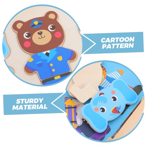 BESPORTBLE Holzpuzzle für Kleinkinder Cartoon Tier Dress Up Holzspielzeug Pädagogisches Steckspiel für Jungen und Mädchen Glatte Oberfläche Sicheres Lernspielzeug von BESPORTBLE