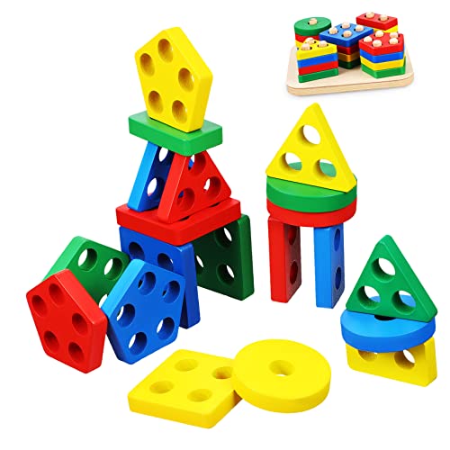 BESPORTBLE Holzsortierspielzeug Stapelspiel aus Montessori Stapelblöcken aus Holz mit Farb und Formerkennung Motorische für Kleinkinder Pädagogisches Steckspielzeug für Frühe Entwicklung BESPORTBLE Holzsortierspielzeug Stapelspiel aus Montessori Stapelblöcken aus Holz mit Farb und Formerkennung Motorische für Kleinkinder Pädagogisches Steckspielzeug für Frühe Entwicklung von BESPORTBLE