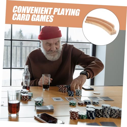 BESPORTBLE Holzspielkartenhalter Gebogenes Design mit Rutschfester Basis Kartenständer für Brettspiele und Poker Ergonomischer Kartenhalter für Erwachsene Arthritis Vielseitiger von BESPORTBLE