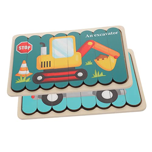 BESPORTBLE Holzspielzeug Kinderpuzzle Polizeiauto und Bagger Teiliges Montessori Lernspielzeug für Kleinkinder Jahre Motorische Handliche Sicher Pädagogisch von BESPORTBLE
