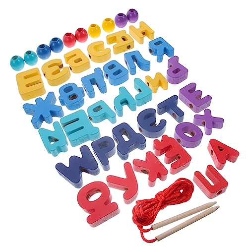 BESPORTBLE Holzspielzeug Russisches Alphabet Lernspielzeug Teiliges Alphabet Lernbausteine Pädagogisches Motorikspielzeug für Kleinkinder zur Feinmotorik und Farberkennung von BESPORTBLE