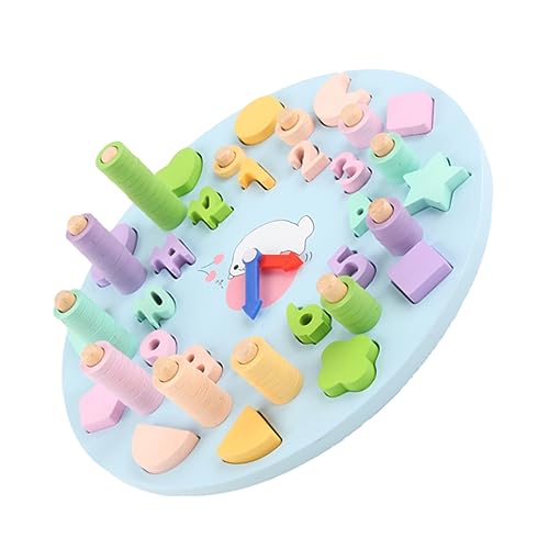 BESPORTBLE Holzspielzeug für Zahlen Formen Lernuhr Memory Training Kreatives Steckpuzzle mit Bunten Figuren für Frühe Entwicklung und Eltern Junge Mädchen Interaktion von BESPORTBLE