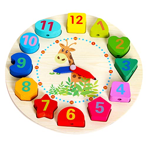 BESPORTBLE Holzuhr für Lernspielzeug mit Holzperlen Pädagogische Uhr zum Zählen und Erkennen von Kreative der Intellektuellen Entwicklung für Kleinkinder von BESPORTBLE