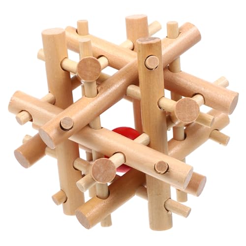 BESPORTBLE Holzverriegelungsrätsel für Erwachsene Kugel im Käfig Puzzle Hand Auge Koordination und Logischem für Kreative Lernmomente von BESPORTBLE
