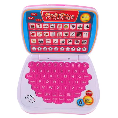 BESPORTBLE Interaktiver Laptop für Tragbares Bildungsspielzeug mit Mehreren Lernmodi für Mädchen zur Frühkindlichen Bildung Rosa Design Sicher und Leicht zu Transportieren von BESPORTBLE