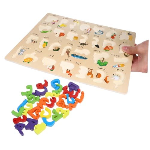 BESPORTBLE Interaktives Arabisches Alphabet Puzzle aus Holz Montessori für Kleinkinder Fördert Multikulturelles Bewusstsein und Spielerisches Lernen für Zuhause und Unterwegs von BESPORTBLE