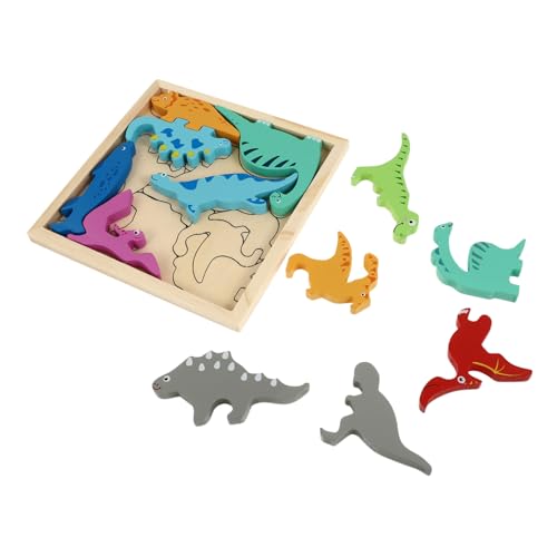 BESPORTBLE Interaktives Holz Dinosaurier Puzzle für Kleinkinder Lernspielzeug Hand Auge koordination Feinmotorik und Konzentration Pädagogisches Steckspielzeug für Jungen und Mädchen von BESPORTBLE