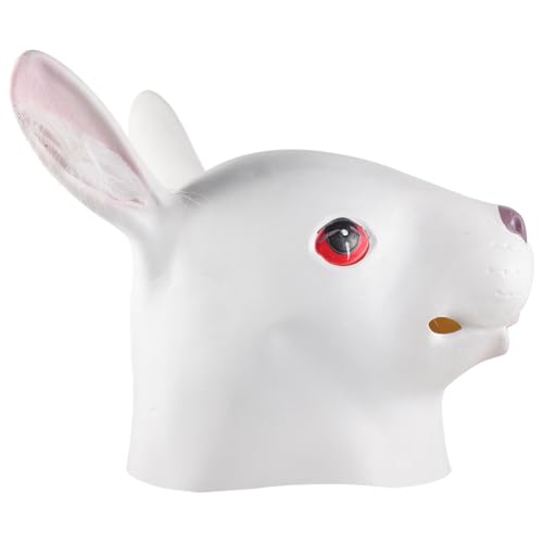 BESPORTBLE Kaninchenkopfmaske Maskerademaske Kaninchen-Halloween-Masken Halloween-Gesichtsabdeckung Kaninchen-Cosplay lustige Halloween-Masken schrecklich Halloween-Verzierung Emulsion von BESPORTBLE