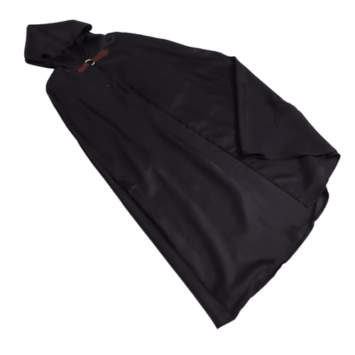BESPORTBLE Kapuzenumhang Halloween-kostüm Für Herren Halloween-kapuzenmantel Umhang Mit Kapuze Damen Umhang Mit Kapuze Männer Halloween-cosplay-mantel Mittelalterlicher Mantel Polyester Black von BESPORTBLE
