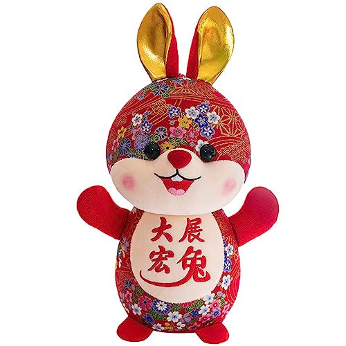 BESPORTBLE Kawaii Plüschtier Hase Rabbit Doll für Chinesisches Neujahr Rotes Design und Flauschig Dekoration für Feste Hochwertige Verarbeitung für von BESPORTBLE