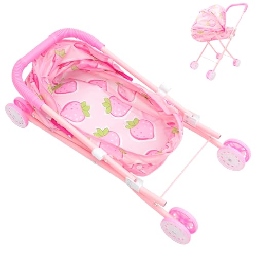 BESPORTBLE Kleiner Puppenwagen mit Stauraum Bewegliches Modell aus Sicheren Materialien mit Glattem Griff für Rollenspiel und Puppenpflege für Mädchen und Jungen von BESPORTBLE