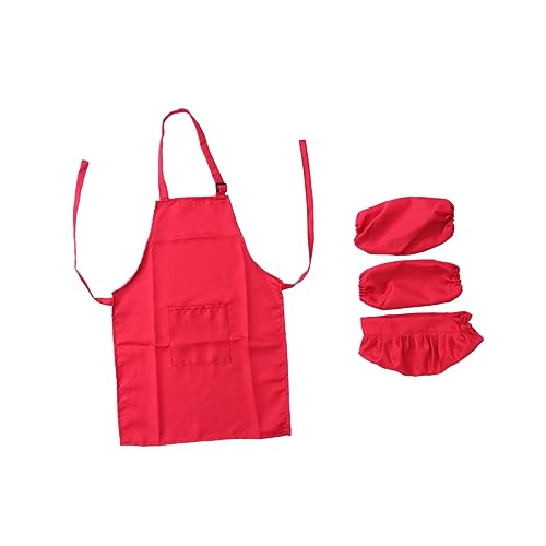 BESPORTBLE Kochset Mit Schürze Hut Und Handschuh Für Jahre Für Kreative Und Backabenteuer Rot Langlebig Und Leicht Zu Reinigen von BESPORTBLE