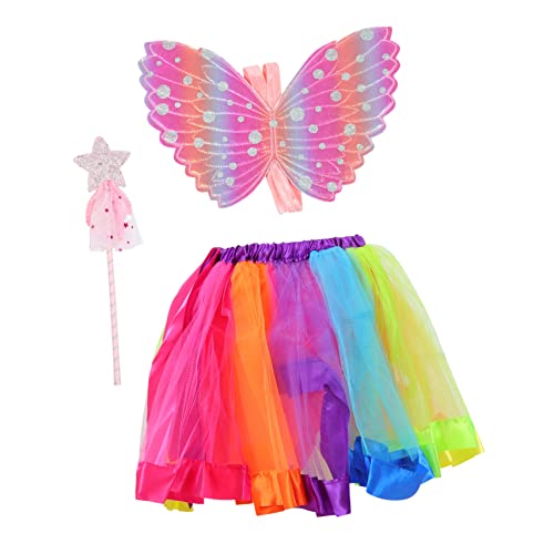 BESPORTBLE Kostümset Für Teiliges Set Mit Flügeln Fairy Stick Und Rock Fantasievolle Accessoires Für Karneval Halloween Und Kostümpartys von BESPORTBLE