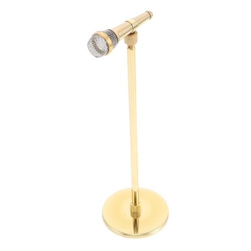 BESPORTBLE Kupfer Mikrofon Modell Einstellbar Vintage Musik Dekoration Retro Mikrofon Requisite Miniatur Musikinstrument Kunsthandwerk für Heimstudio und Karaoke von BESPORTBLE