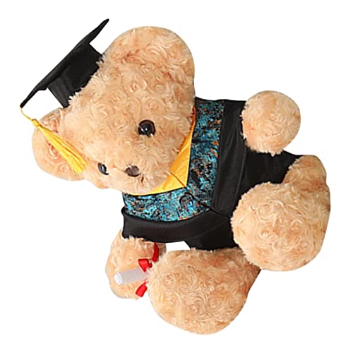 BESPORTBLE Kuscheliger Bär Plüschspielzeug Abschlussgeschenk für Süßes Stofftier Hellbraun mit Gelbem Kragen Erinnerungsstück zur Graduierung von BESPORTBLE