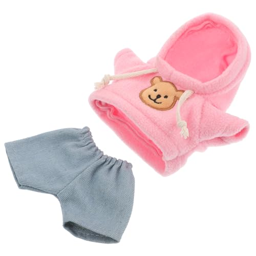 BESPORTBLE Kuscheltier Kleidung Set Für Bärenpuppen Plüschpuppe Outfit Mit Hoodie Und Hellblauer Jeans Süße Stofftier Für DIY Puppen Zubehör von BESPORTBLE