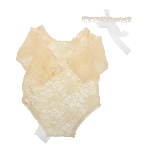 BESPORTBLE Lace Romper mit Bowknot und Haarband Set für Neugeborene Kostüme für Prinzessinnen Fotoshootings Cremefarben BESPORTBLE Lace Romper mit Bowknot und Haarband Set für Neugeborene Kostüme für Prinzessinnen Fotoshootings Cremefarben von BESPORTBLE