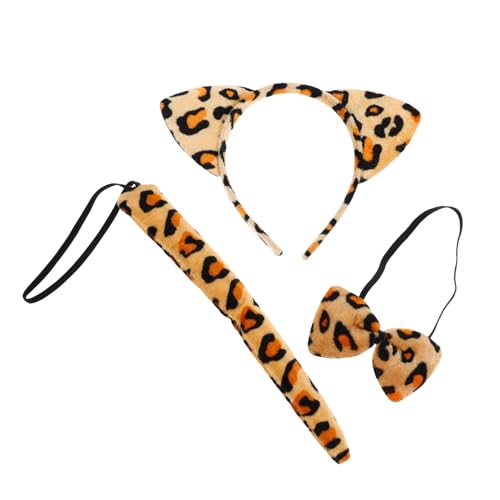 BESPORTBLE Leoparden Ohren Haarreif Set für Plüsch Kostümzubehör mit Fliege und für Halloween und Tier Mottopartys und Charmantes Design für Unvergessliche Auftritte von BESPORTBLE