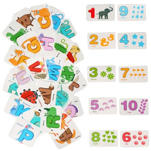 BESPORTBLE Lernkarten Doppelseitig mit Buchstaben und Zahlen Pädagogisches für Vorschulkinder Interaktives Lernspiel zur Buchstaben Zahlen erkennung Fördert Gedächtnis und von BESPORTBLE