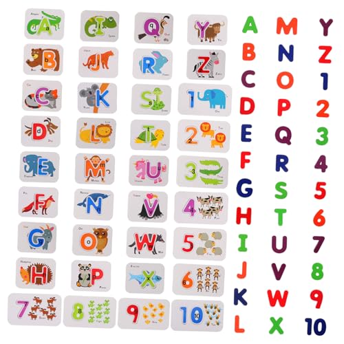 BESPORTBLE Lernspielzeug Alphabet Zahlen Lernkarten Doppelseitiges Holzpuzzle Kognitive Spielfiguren für Vorschule Fördert Beobachtung Konzentration Gedächtnis Pädagogisches Lernspielzeug von BESPORTBLE