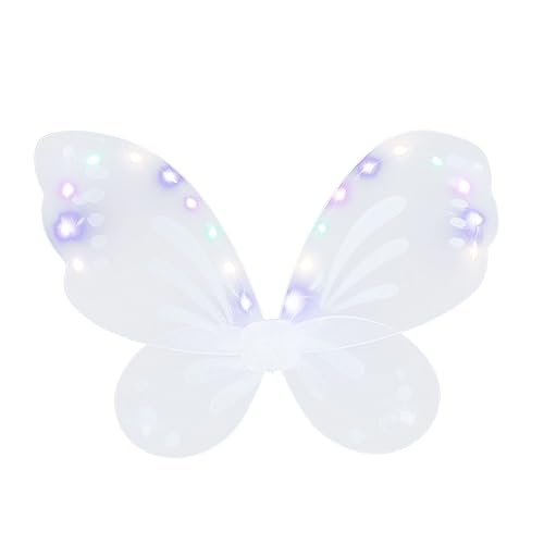 BESPORTBLE Leuchtende Märchenflügel kinderkleider kinderkleidung kinderparty mitgebsel wings costume LED Dekorationen Verschleißfester Schmetterlingsflügel leuchtende Flügelstütze Vlies Weiß von BESPORTBLE