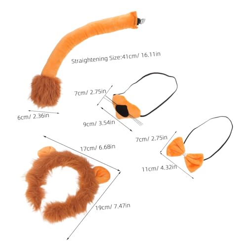 BESPORTBLE Löwen Kostüm Halloween Tierkostüm mit Stirnband Ohren und Fliege Leichtes Bequemes Dschungel Party Outfit für Schule und Familienfeiern von BESPORTBLE