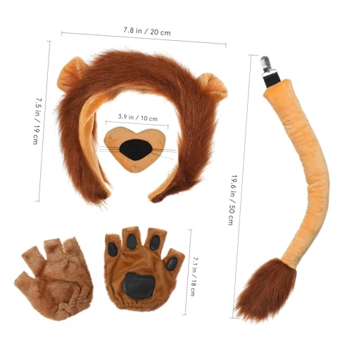 BESPORTBLE Löwen Kostüm mit Stirnband Nase und Pfoten Realistisches Tierkostüm Zubehör für Halloween Cosplay und Dress Up Party Langlebig und Bequem BESPORTBLE Löwen Kostüm mit Stirnband Nase und Pfoten Realistisches Tierkostüm Zubehör für Halloween Cosplay und Dress Up Party Langlebig und Bequem von BESPORTBLE