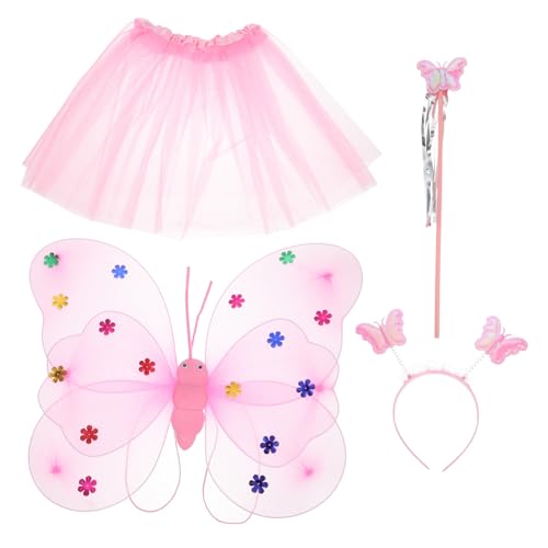 BESPORTBLE Mädchen Feenkostüm Teiliges mit Schmetterlingsflügeln und Netzstoff Tüllrock Hautfreundlich für Fasching Bühnenauftritte und Party Rosafarben Leicht und Komfortabel BESPORTBLE Mädchen Feenkostüm Teiliges mit Schmetterlingsflügeln und Netzstoff Tüllrock Hautfreundlich für Fasching Bühnenauftritte und Party Rosafarben Leicht und Komfortabel von BESPORTBLE