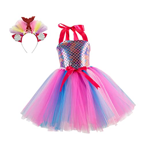 BESPORTBLE Mädchen Partykostüm Meerjungfrau Kleid Mit Tüllrock Und Haarband Cosplay Kleid Für Jahre Festliches Mädchenkleid Für Geburtstagsfeiern Und Besondere Anlässe von BESPORTBLE