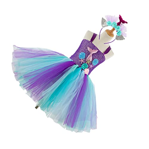 BESPORTBLE Mädchen Tutu Rock Im Meerjungfrau Stil Cosplay Kostüm Für Partys Und Geburtstage Mit Haarreifen Jahre Geeignet Für Süßes Kleid von BESPORTBLE
