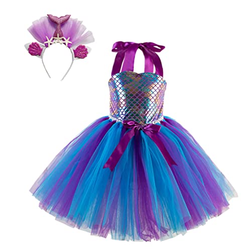 BESPORTBLE Mädchenkostüm Für Partys Ärmelloses Mermaids Kleid Mit Tüllrock Und Haarband Für Jahre Alte Mädchen Entzückendes Kostüm Für Karneval Und Fasching von BESPORTBLE