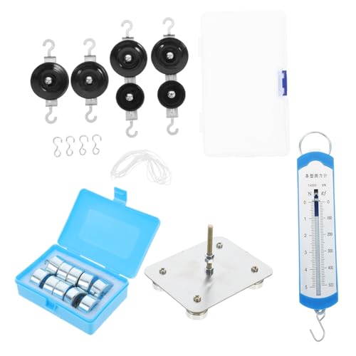 BESPORTBLE Magnetischer Pulley System Bausatz mit Metallbasis und Kraftmesser für Schulphysik Mechanikunterricht mit Hakengewichten im Praktischen Aufbewahrungskasten für Experimente im von BESPORTBLE