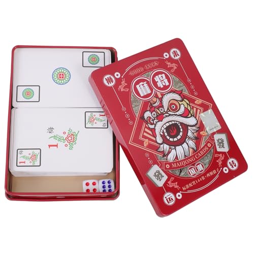 BESPORTBLE Mahjong Kartenset aus Teiliges Reise und Partyspiel Leichte Langlebige Chinesische Spielkarten mit Großem Druck als für Familie und Freunde von BESPORTBLE