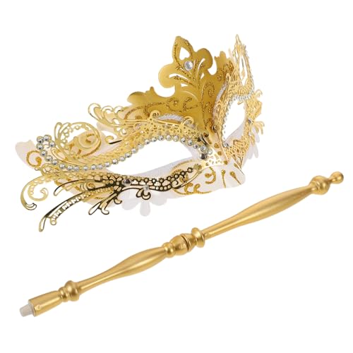 BESPORTBLE Maskenmaske Mit Stab: Glänzende Halloween-kostümmaske Für Frauen, Maskerade, Halloween, Hochzeitsfeier, Abend, Abschlussball, Cosplay von BESPORTBLE