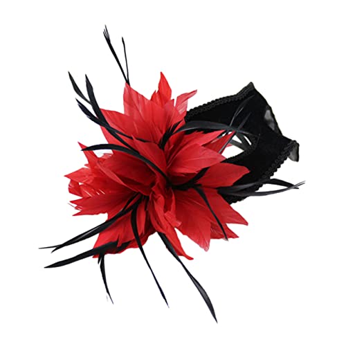 BESPORTBLE Maskerade Maske Spitzenmaske für Frauen Abschlussballmaske, Maskeradeballmaske Masken halloween mitgebsel halloween oblaten Maskerademaske Cosplay-Kostüm-Maske Simulation Feder rot von BESPORTBLE