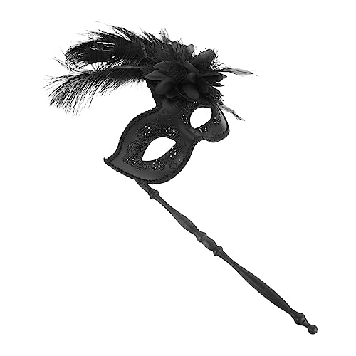 BESPORTBLE Maskerade Maske halloween masken halloweenmaske halloween-masken gesichtsmaske halloween Party handgehaltene Maskerademaske Halloween -Requisite schickes Maskendekor Plastik Black von BESPORTBLE