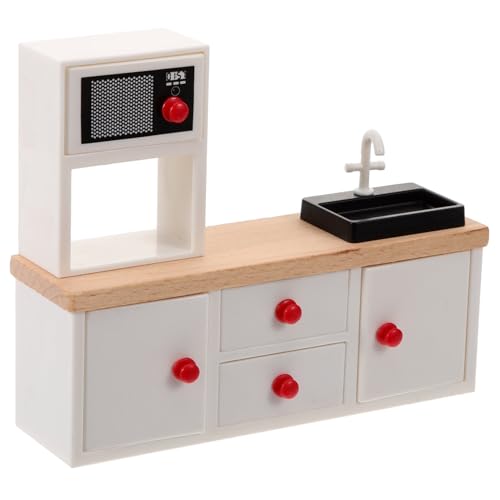 BESPORTBLE Maßstab Dekorativer Küchenspüle Schrank Kompaktes DIY Möbel Zubehör Vielseitige Mini Haus Dekoration und Fotorequisite von BESPORTBLE