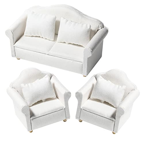 BESPORTBLE Maßstab Dollhouse Möbel Dekoratives Mini Sofa aus Stoff und Holz Langlebiges Puppenmöbel für Puppenhaus Wohnzimmer von BESPORTBLE