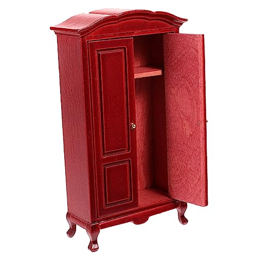 BESPORTBLE Maßstab Mini Holzschrank Modell Detailreiche Miniatur Garderobe für Puppenhaus Schlafzimmer Dekoration Sicheres Langlebiges Holzspielzeug von BESPORTBLE