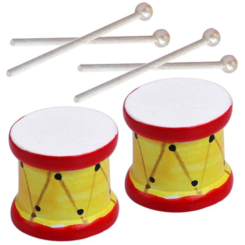 BESPORTBLE Maßstab Vintage Drum mit Kleinen Trommeln und Schlagstöcken Dekoratives Zubehör für Puppenhaus und Miniaturlandschaften von BESPORTBLE