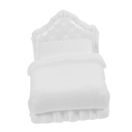 BESPORTBLE Maßstab Weiße Europäische Einzelbett Deko für Puppenhaus Schlafzimmer Robustes Mini Puppenmöbel Zubehör für Puppenhaus Einrichtung von BESPORTBLE